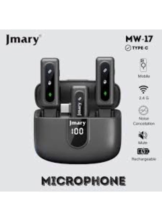 جيه ماري MW-17 TC هو نظام ميكروفون لاسلكي صغير وقابل للتثبيت، موصل Type-C مصمم لأجهزة أندرويد والاجهزة المتوافقة، بيقدم صوت واضح بجودة احترافية لإنشاء المحتوى. بيتميز بتشغيل مباشر وتقنية إلغاء الضوضاء المدمجة. - Image 2