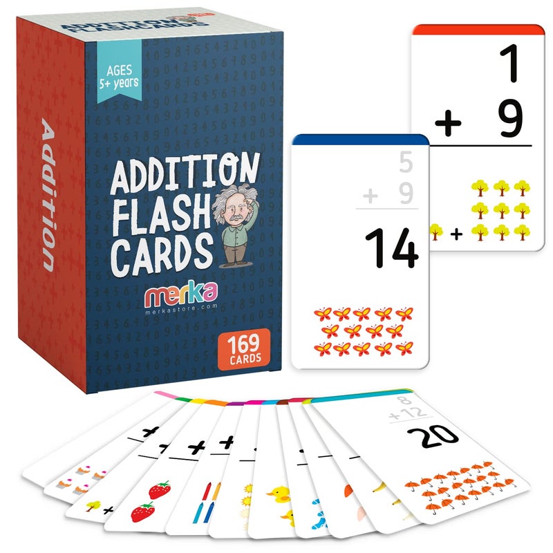 merka Math Flash Cards 169 Flashcards in Total Addition Learning Mathematics Preschool Math Create Game for Kids Classroom and Homeschool Toys 1st to 4th Graders Ages 414 - Image 4