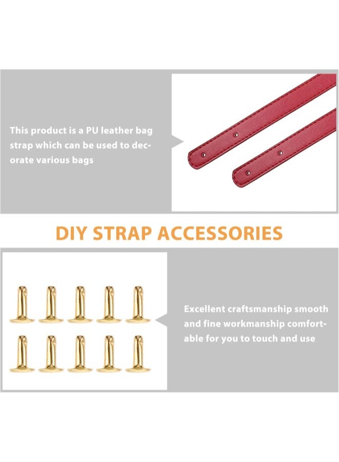klarako 2 Set PU Leather Purse Handles Short Handbag Straps Tote Bag Strap Replacement with Metal Buckles for DIY Purse Wallet Clutch Making Supplies Red  - Image 2