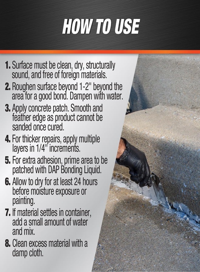 DAP Pre-Mixed Concrete Patch, Gray, 32 Oz (7079834611) - Image 3