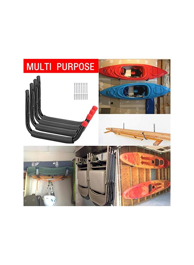 erorex 15Inches Jumbo Garage Storage Hooks, Kayak Wall Mount Rack, Heavy Duty Ladders Hangers for SUP Paddle Board, Surfboard, Wake Board, 100 Pound Capacity Canoe Stands (Black, Pack of 4) - Image 4