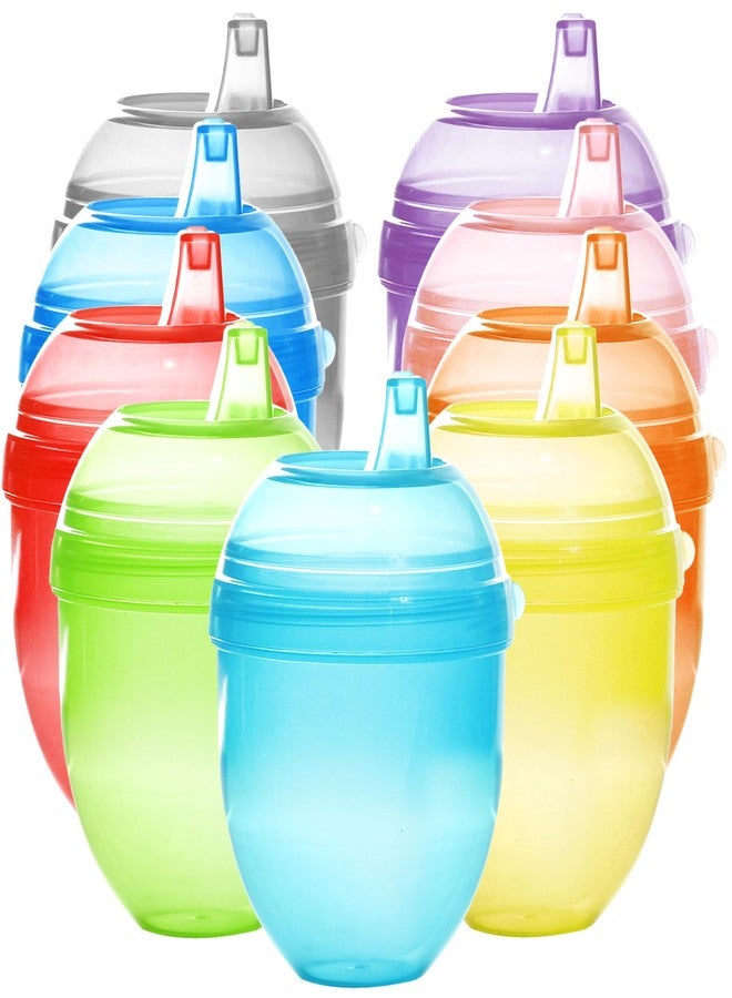 Youngever 9 Pack 7 Ounce Kids Sippy Cups, 9 Assorted Color Sippy Cups for Infant, Toddler (No Lid) - Image 1