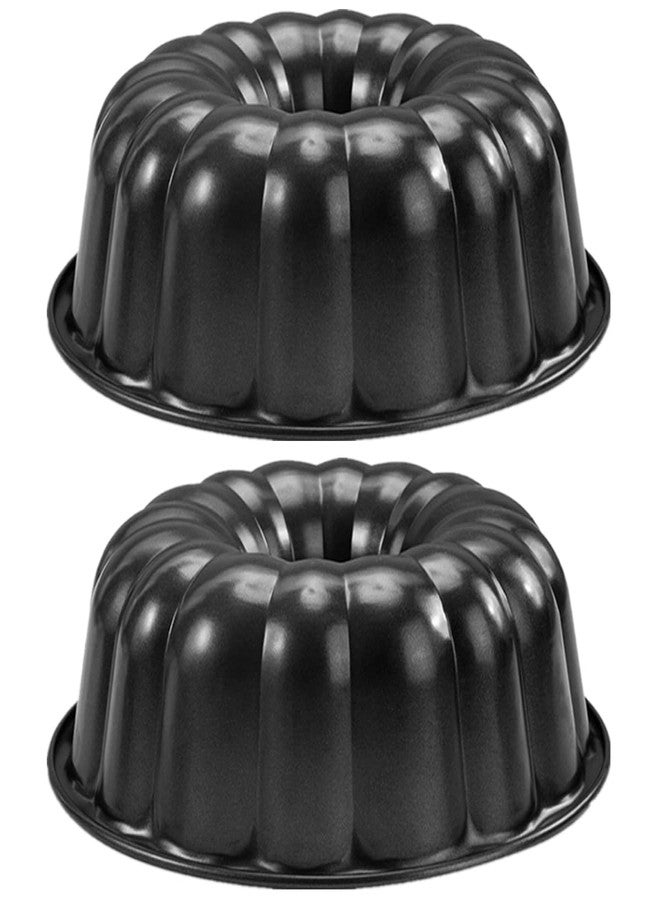 DWWTKL 2-Pack 10 Inch Non-Stick Fluted Tube Cake Pan Heavy Duty Carbon Steel Round Pans Baking Pound Cakes and Chocoflan Jello Mold for Oven - Black - Image 1