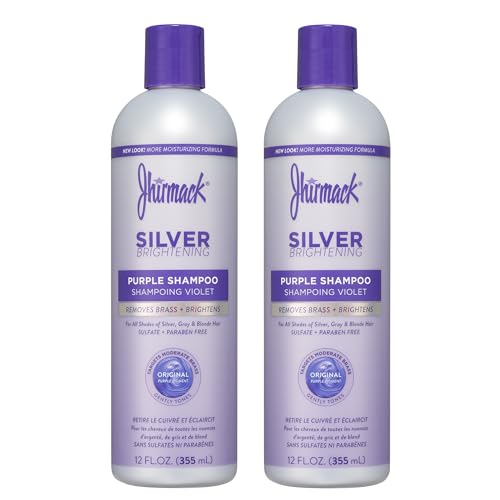 jhirmack Silver Brightening Purple Shampoo Set of 2 for all types of silver, grey, and blonde hair - Image 1