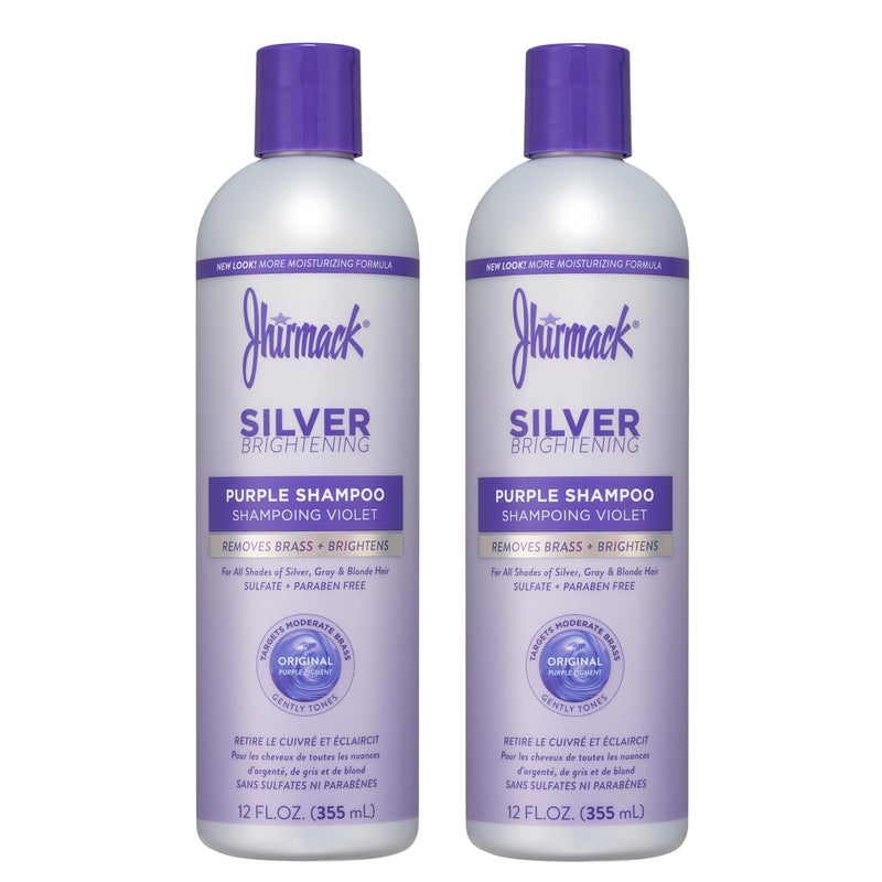 jhirmack Silver Brightening Purple Shampoo Set of 2 for all types of silver, grey, and blonde hair - Image 2