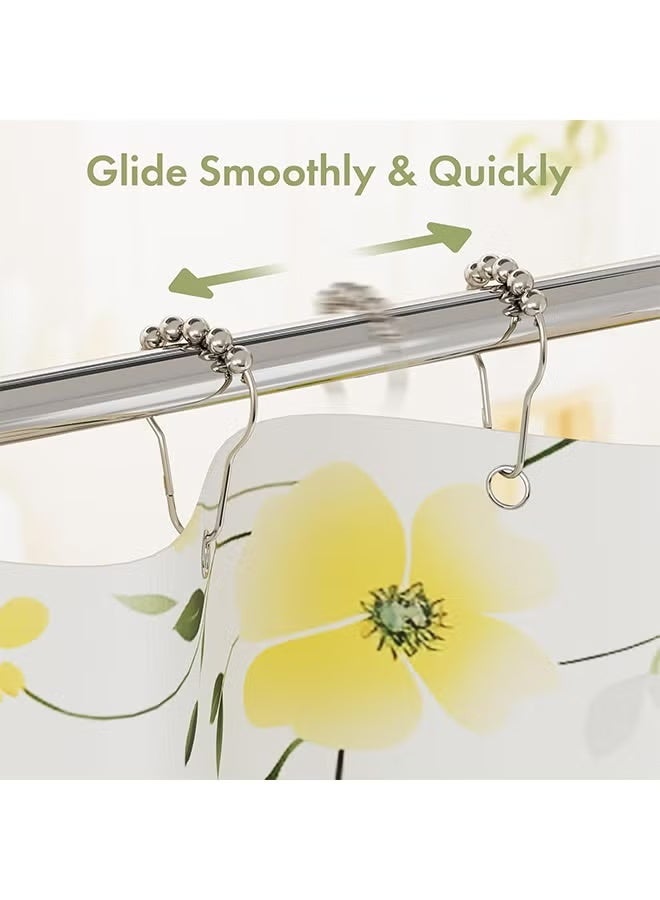 GIFT Shower Curtain Hooks, Decorative Rust Proof Stainless Steel Shower Curtain Hooks for Bathroom Shower Rods Set of 12, Polished Nickel - Image 5