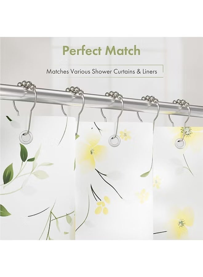 GIFT Shower Curtain Hooks, Decorative Rust Proof Stainless Steel Shower Curtain Hooks for Bathroom Shower Rods Set of 12, Polished Nickel - Image 4