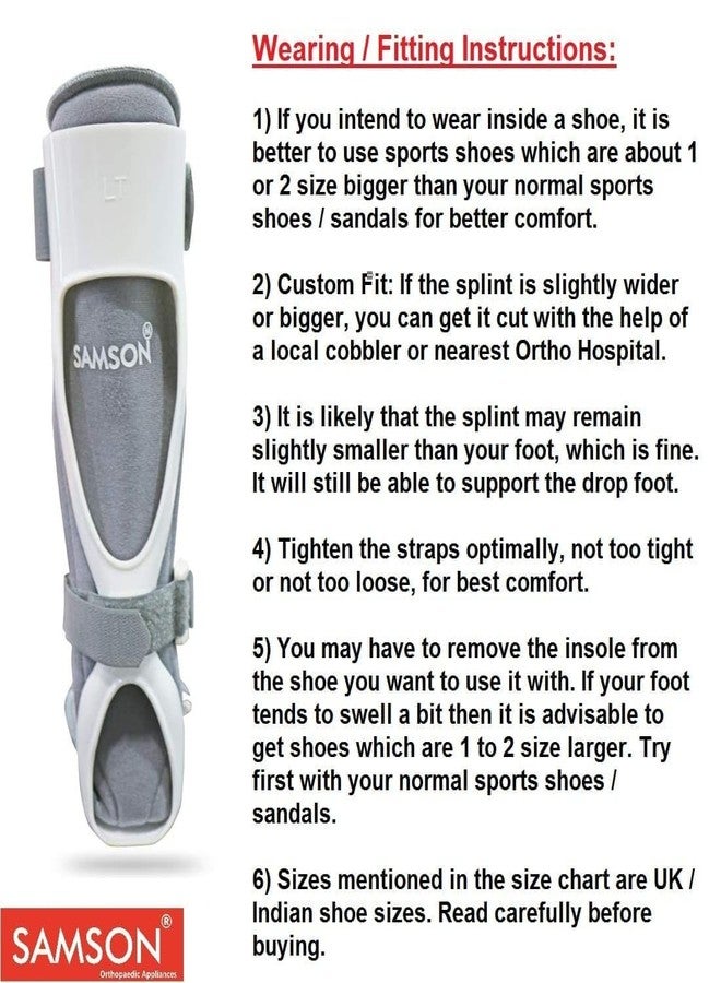 Samson Orthotics Custom Fit, Light Weight, Thin Wall Construction Foot Drop Splint for Men and Women (Right Leg, Large, Shoe Size: 8-10.5) - Image 3