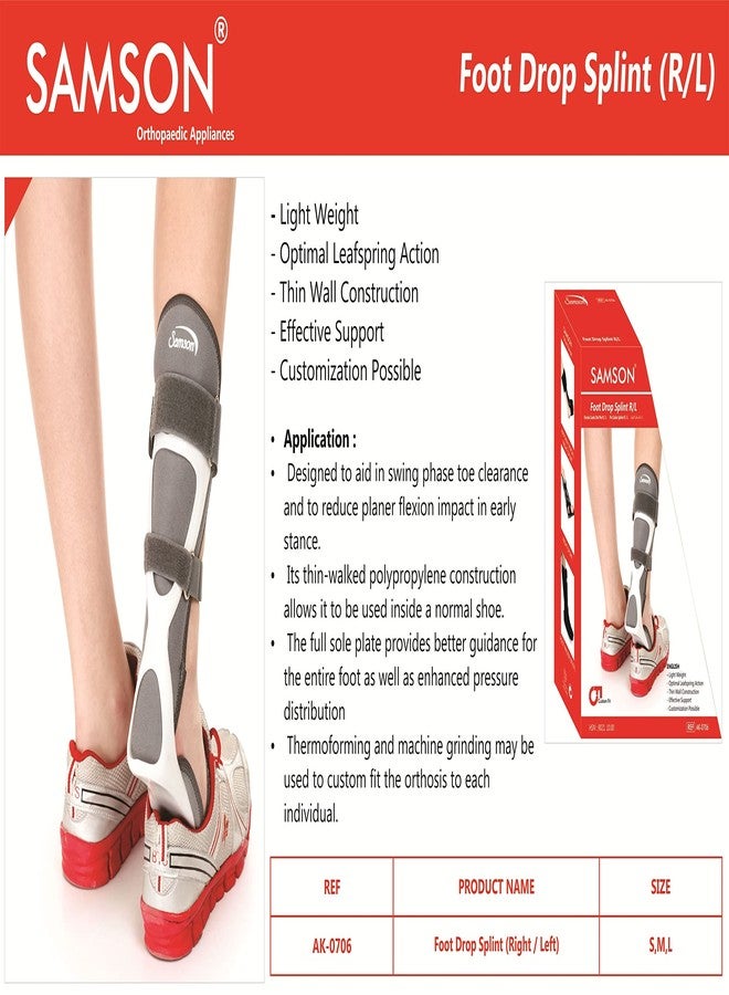 Samson Orthotics Custom Fit, Light Weight, Thin Wall Construction Foot Drop Splint for Men and Women (Right Leg, Large, Shoe Size: 8-10.5) - Image 4