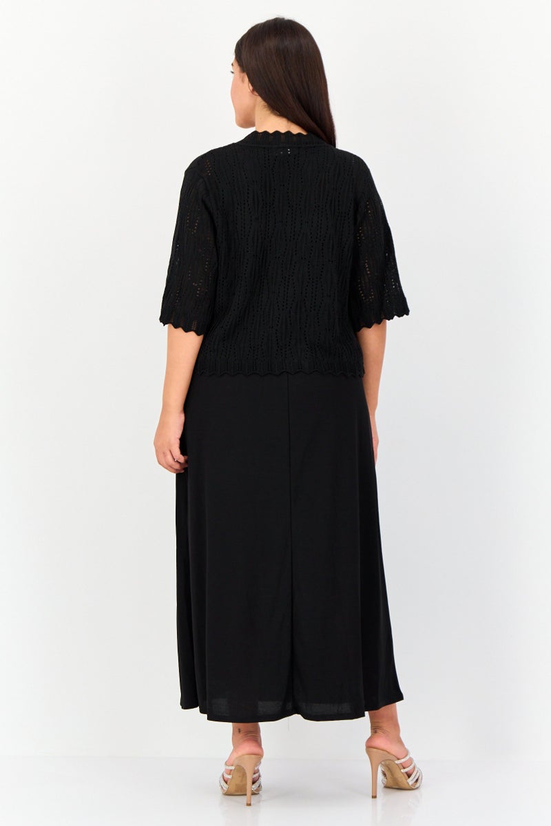 Isaac Mizrahi Women 2 Pcs Solid Maxi Dress With Jacket, Black - Image 3