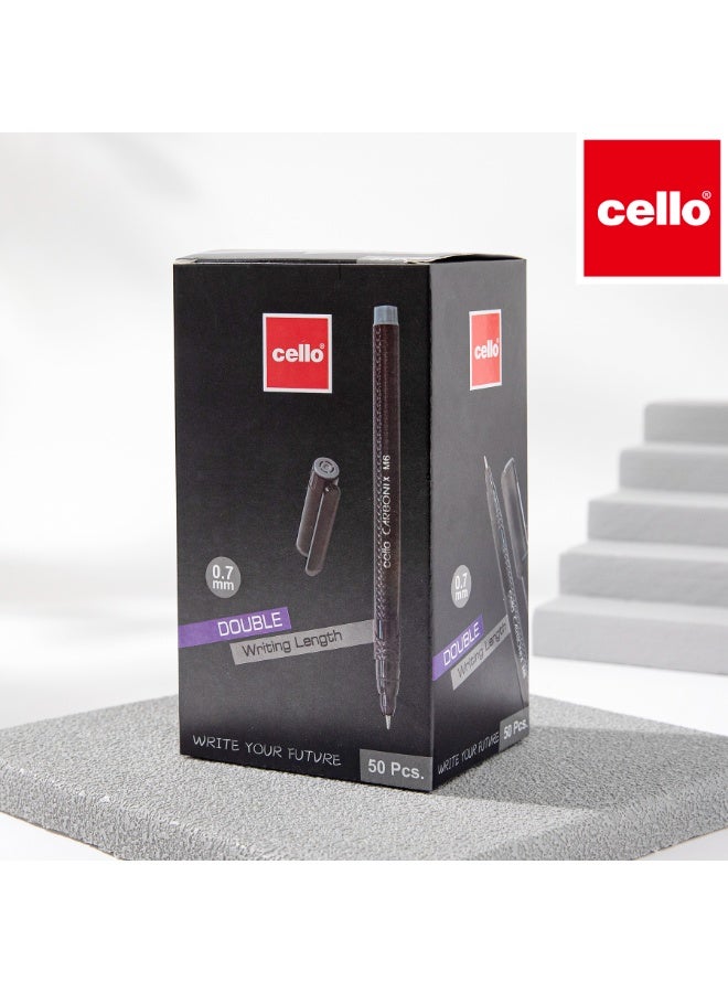 Cello 50 Pieces Ballpoint Pen 0.7 mm Smooth Writing Quick-Dry Ink for Daily School and Office Use (Black) - Image 2