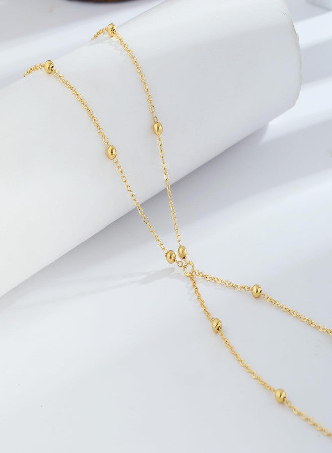 RECTYO GALLERY 1PCS Premium gold 14K Gold Plated Waist Chain Layered Pearl Cuban Beaded Satellite Figaro Belly Body Chain Boho Beach Waist Chains For Women Adjustable Waterproof Sexy Bikini Body Chain Jewelry For Women - Image 4