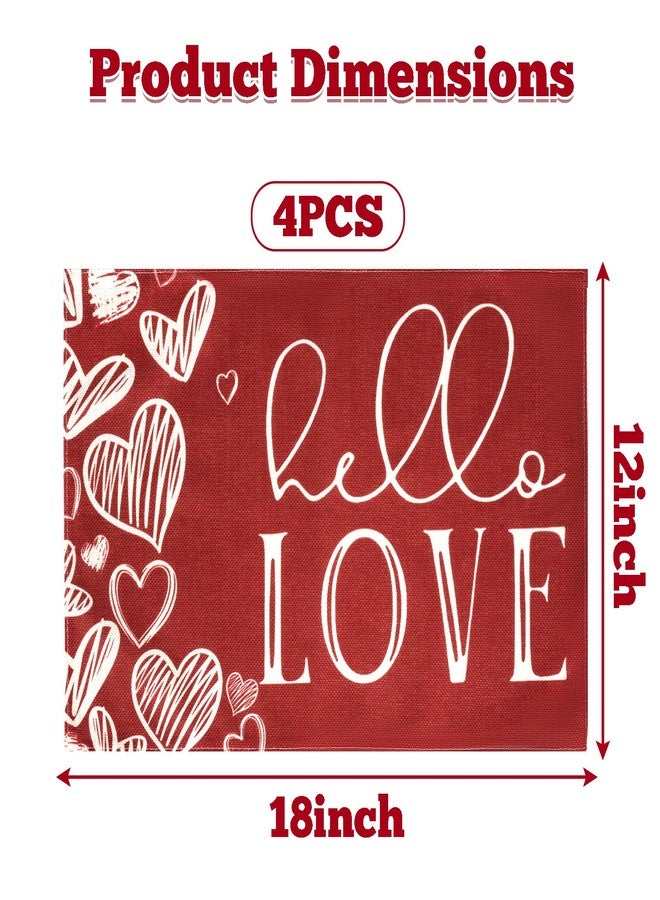 Fengek Valentines Day Placemats Set of 4 - Red Heart Valentine Placemats for Dining Table, Valentine's Day Table Decor for Parties & Anniversaries - Image 2