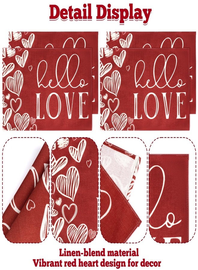 Fengek Valentines Day Placemats Set of 4 - Red Heart Valentine Placemats for Dining Table, Valentine's Day Table Decor for Parties & Anniversaries - Image 3