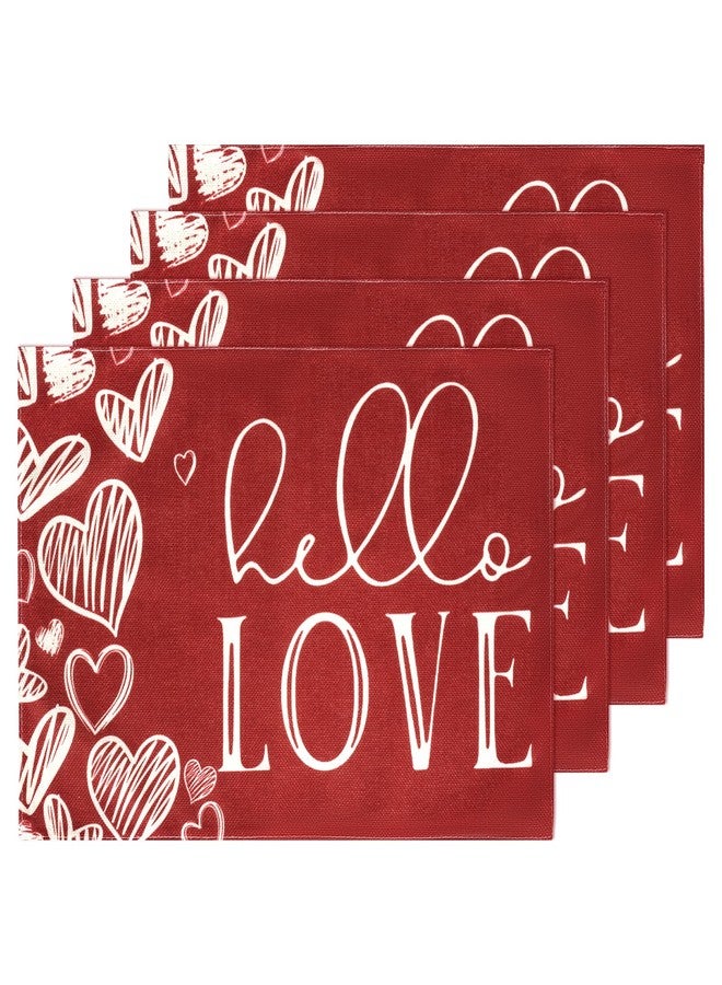 Fengek Valentines Day Placemats Set of 4 - Red Heart Valentine Placemats for Dining Table, Valentine's Day Table Decor for Parties & Anniversaries - Image 1