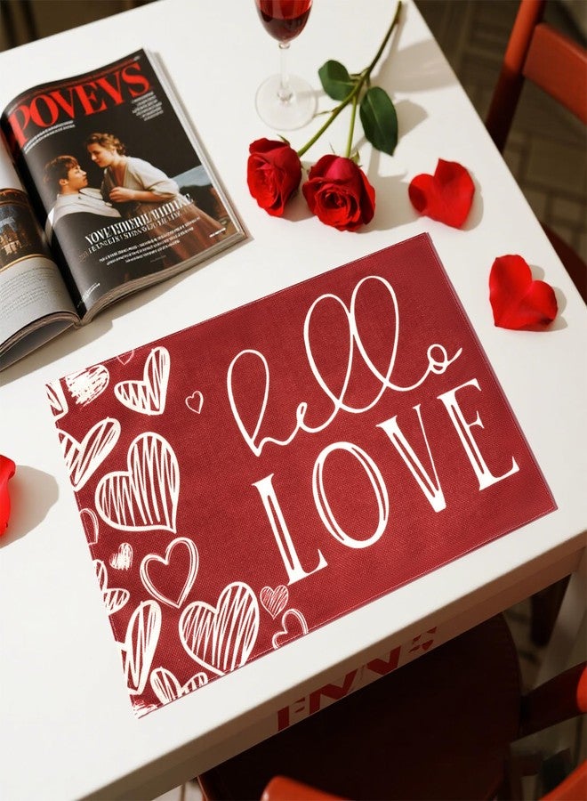 Fengek Valentines Day Placemats Set of 4 - Red Heart Valentine Placemats for Dining Table, Valentine's Day Table Decor for Parties & Anniversaries - Image 5