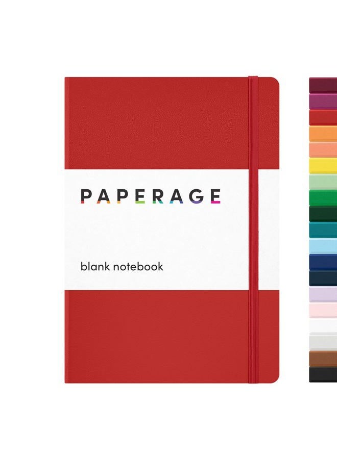 PAPERAGE Blank Journal Notebook, (Red), 160 Pages, Medium 5.7 inches x 8 inches - 100 GSM Thick Paper, Hardcover - Image 1