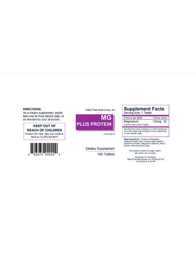 Mg Plus Protein Mg Plus Protein Miller, 100 tabs 133Mg  - Image 2