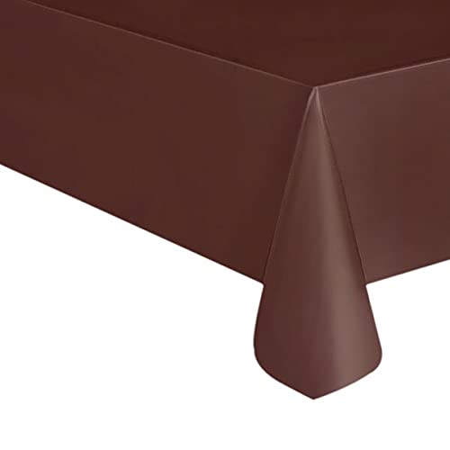 QQOUTLET 3 Pack Plastic Tablecloth Rectangle 54 X 108 Premium Disposable Table Cover for Party Birthday Wedding Chocolate