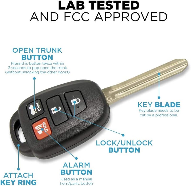 Keyless2Go ريموت مفتاح دخول بدون مفتاح بديل Keyless2Go لسيارة تويوتا كامري (2012-2014) - عبوة 2 - Image 5