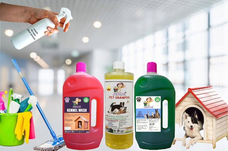 swacch Kennel Wash (Rose) + Pet Shampoo (Lemon) I Pet Aqua Odour Remover (Mogra) 1 Litre Combo Pack of 3 Economical Pack I Dog and Cat Friendly - Image 2