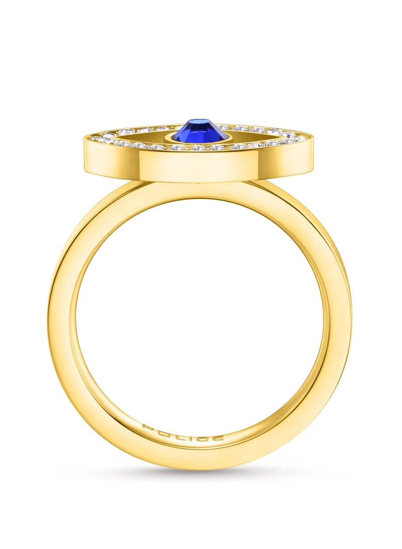POLICE Gold Plated Ladies Finger Ring With Blue and White