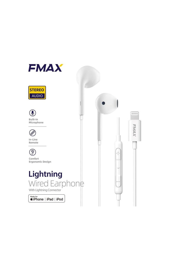 FMAX EarPods With Lightning Connector White with apple MFI  - Image 1