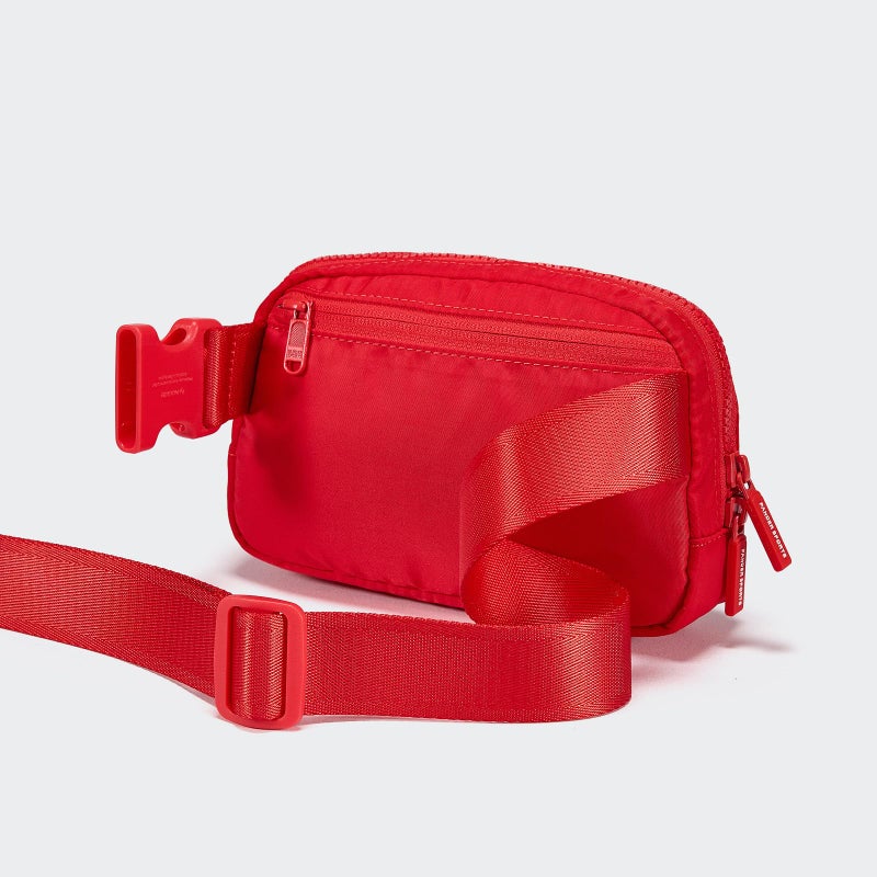 Pander Two Way Zipper Fanny Pack Nylon Everywhere Belt Bag for Women, Water Repellent Waist Packs, Crossbody Bags with Adjustable Strap (Red). - Image 3