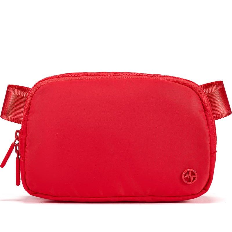 Pander Two Way Zipper Fanny Pack Nylon Everywhere Belt Bag for Women, Water Repellent Waist Packs, Crossbody Bags with Adjustable Strap (Red). - Image 1