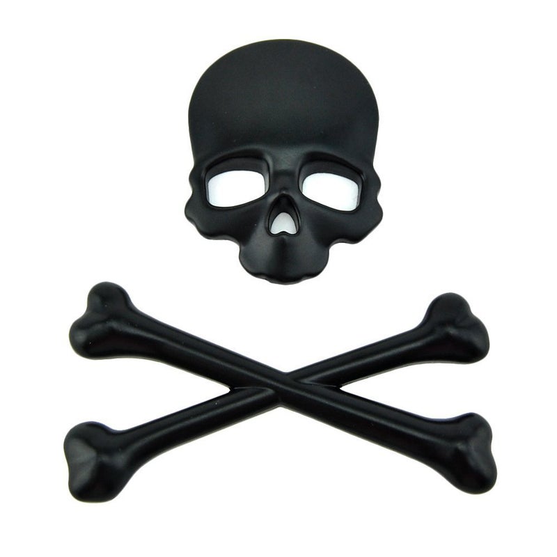 T Tocas Motorcycle Skull Crossbone Car 3D Emblem Logo Metal Badge Sticker Decal Skeleton Emblem Badge for Suzuki Kawasaki Harley Yamaha Honda (Black) - Image 1