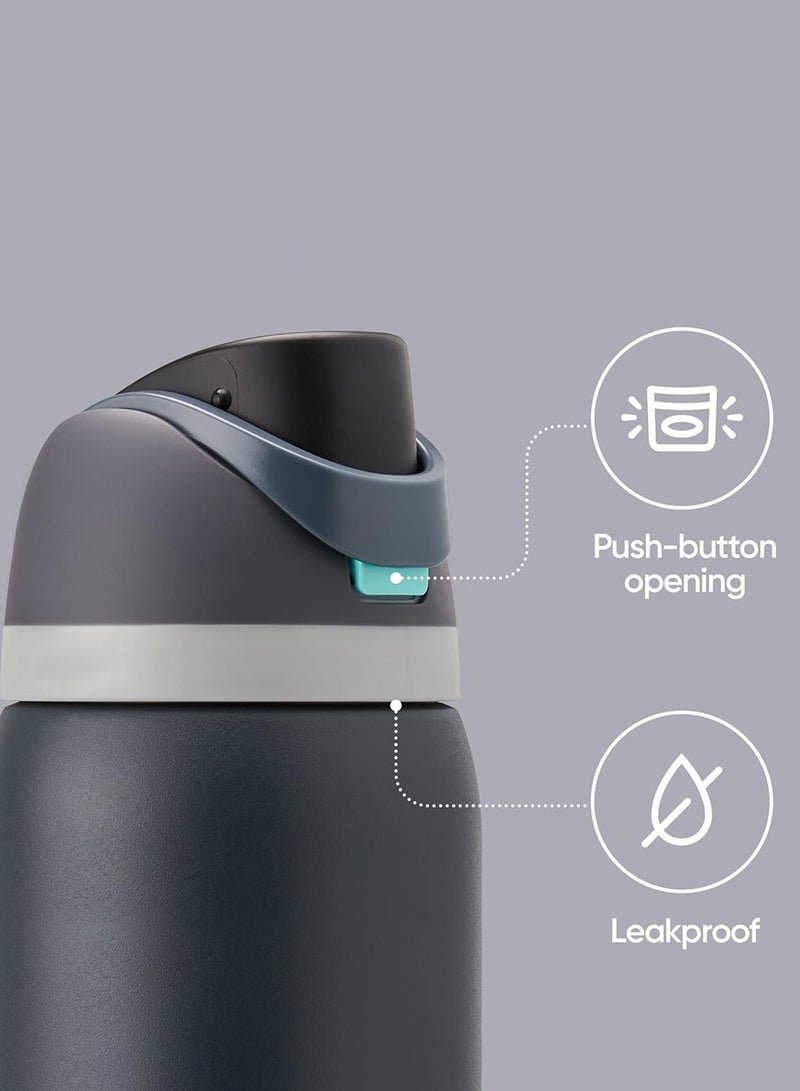 ROEIEIS Stainless Steel Water Bottle ,Travel Thermos Flask BPA-Free Sports Water Bottle with Straw 1L - Image 3