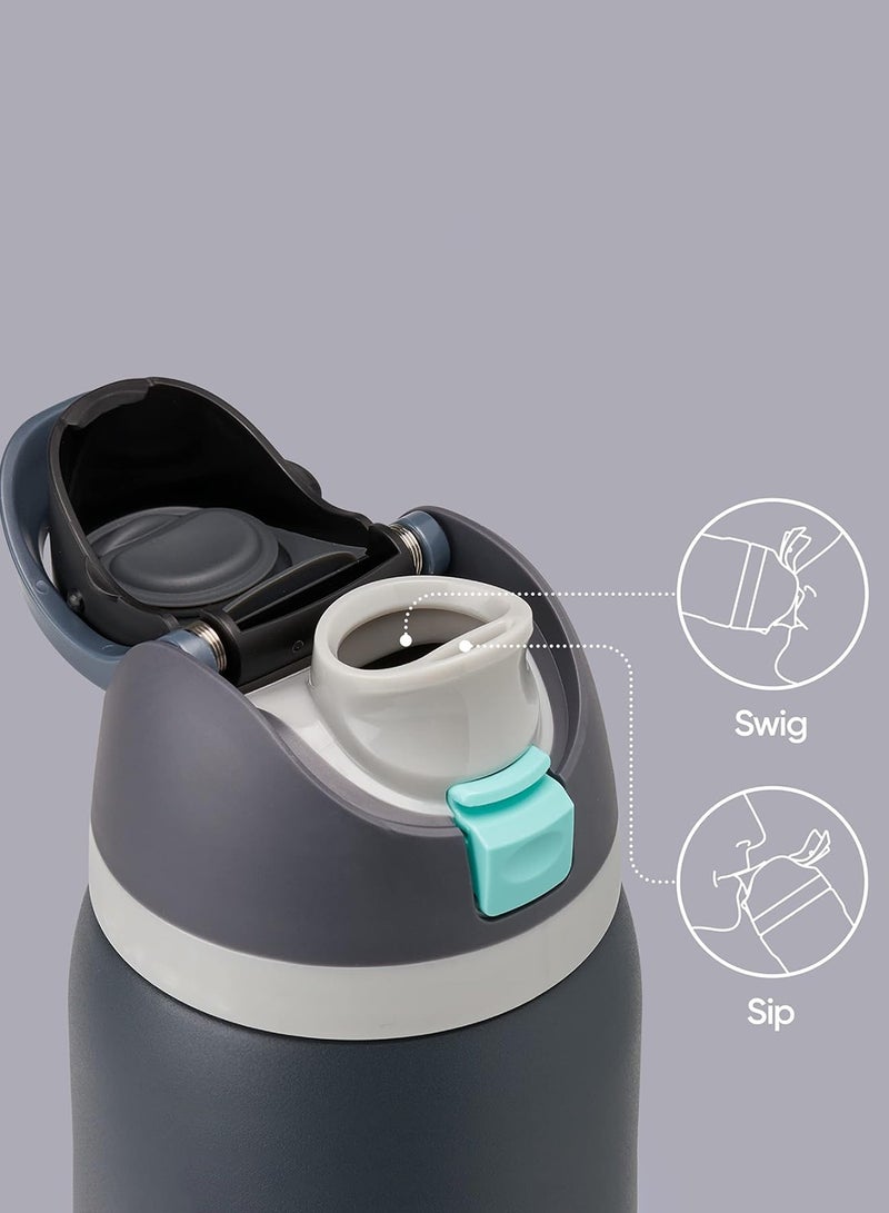 ROEIEIS Stainless Steel Water Bottle ,Travel Thermos Flask BPA-Free Sports Water Bottle with Straw 1L - Image 4