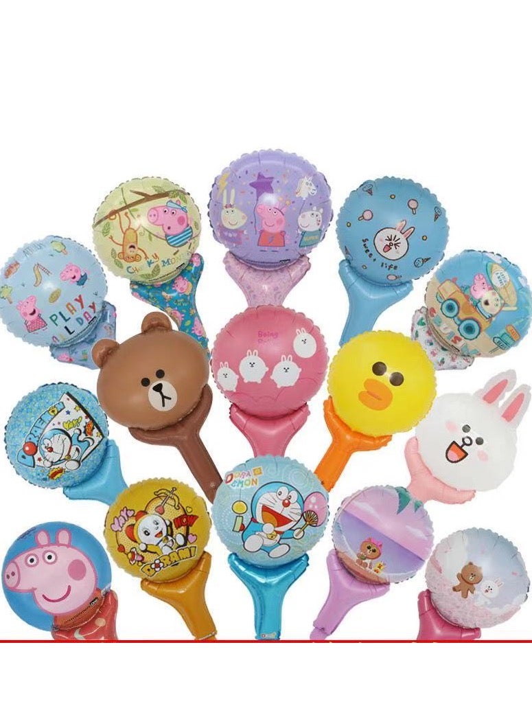 XCRJ 31pcs Children's Cartoon Balloon Set ,random delivery of style,brithday party,festival celebration,family gathering-10pcs Short Cartoon Handheld Balloon Sticks+10pcs Long Cartoon Handheld Balloon Sticks+ 10pcs Cartoon Headband Balloons+1pcs tyre pump,Birthday Wedding Party Balloons Decoration for Boys and Girls - Image 2