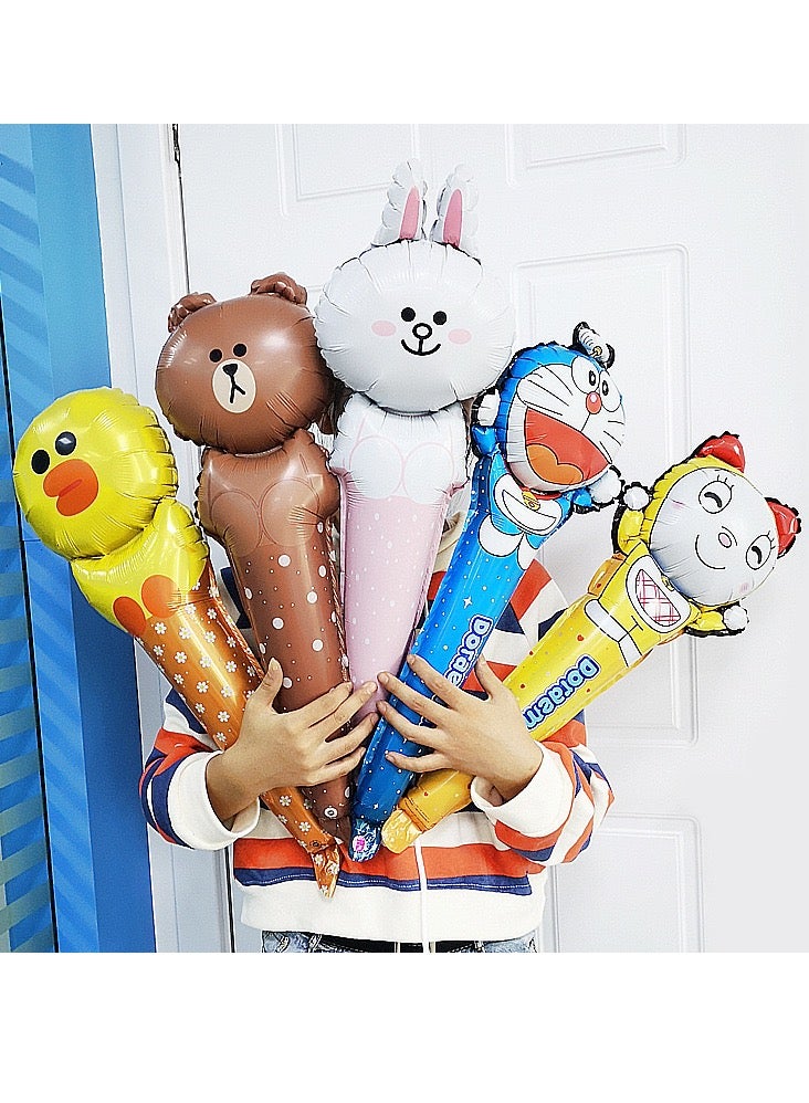XCRJ 31pcs Children's Cartoon Balloon Set ,random delivery of style,brithday party,festival celebration,family gathering-10pcs Short Cartoon Handheld Balloon Sticks+10pcs Long Cartoon Handheld Balloon Sticks+ 10pcs Cartoon Headband Balloons+1pcs tyre pump,Birthday Wedding Party Balloons Decoration for Boys and Girls - Image 4