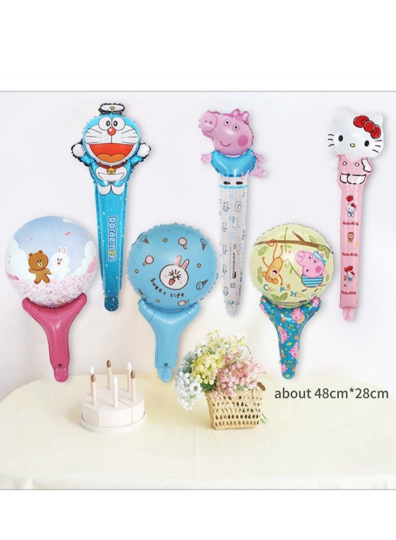 XCRJ 31pcs Children's Cartoon Balloon Set ,random delivery of style,brithday party,festival celebration,family gathering-10pcs Short Cartoon Handheld Balloon Sticks+10pcs Long Cartoon Handheld Balloon Sticks+ 10pcs Cartoon Headband Balloons+1pcs tyre pump,Birthday Wedding Party Balloons Decoration for Boys and Girls - Image 3