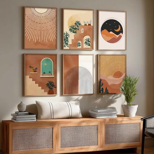 kotart boho Art Paintings with Frame for Home Decoration - Painting for Wall Decoration - boho Framed Painting for Living Room Bedroom Office Decor - (13x17 inch, Art 5) Pack of 6 - Image 5