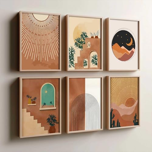 kotart boho Art Paintings with Frame for Home Decoration - Painting for Wall Decoration - boho Framed Painting for Living Room Bedroom Office Decor - (13x17 inch, Art 5) Pack of 6 - Image 4