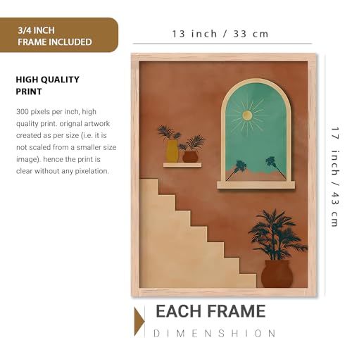 kotart boho Art Paintings with Frame for Home Decoration - Painting for Wall Decoration - boho Framed Painting for Living Room Bedroom Office Decor - (13x17 inch, Art 5) Pack of 6 - Image 2