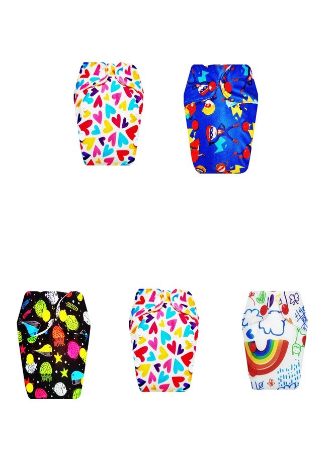 Dumbledo Premium Newborn Cloth Diaper with Integrated Insert (Pack of 5) | Snug Fit | 6-Layer Absorbent Pad | Adjustable Snaps | Ideal for Toddlers | 0 - 4 Months | Unisex Baby - Image 1