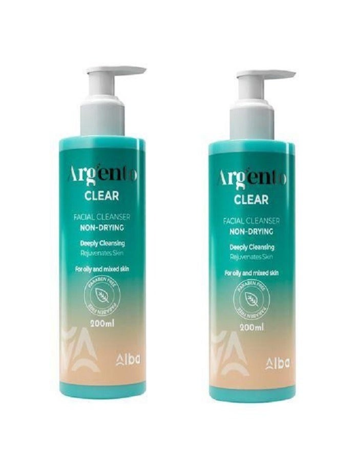 ARGENTO Clear Facial Cleanser For Oily and Mixed skin - 200 ml 1+1  - Image 1