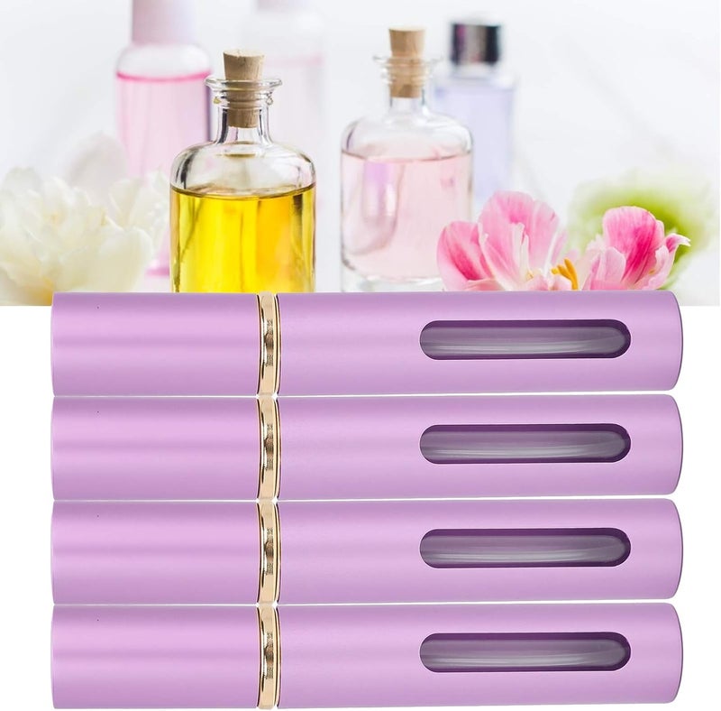 klarako 4 Pieces Glass 10ml Press Perfume Bottle Empty Refillable Portable Perfume Bottle Set, Perfume Atomizer Mini Portable Spray Bottle With Window For On The Go(AB048Q purple) - Image 1