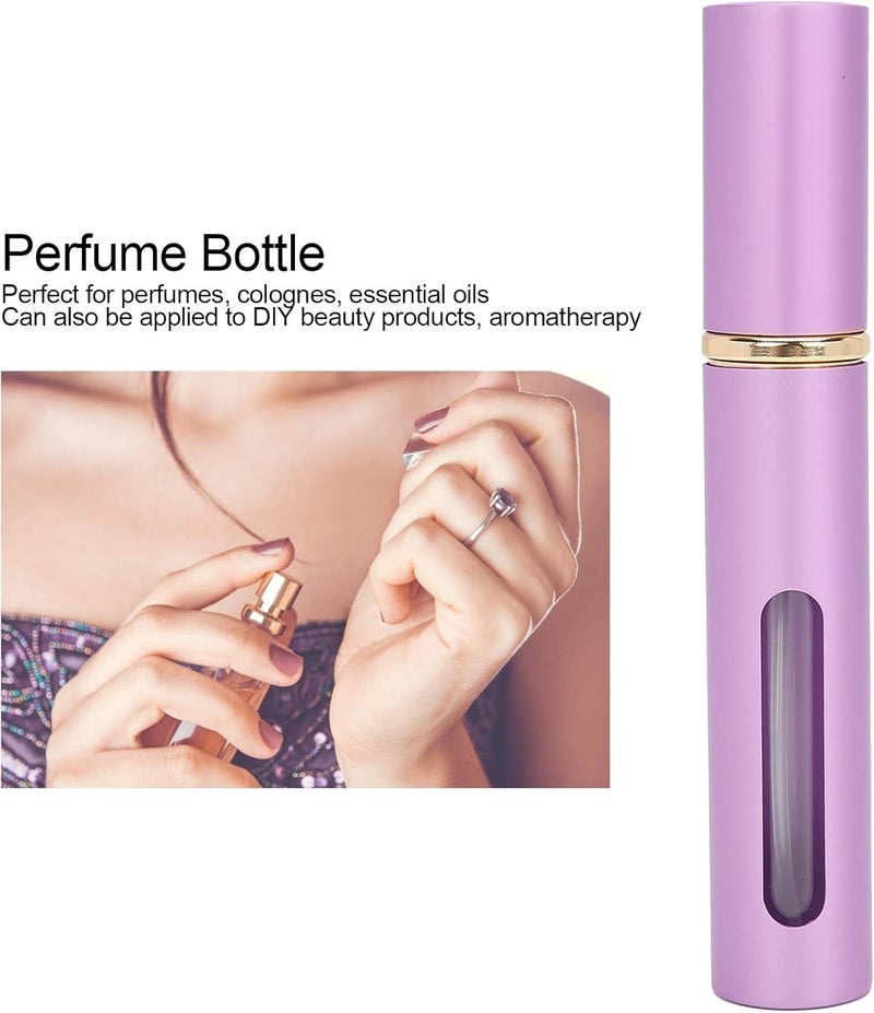 klarako 4 Pieces Glass 10ml Press Perfume Bottle Empty Refillable Portable Perfume Bottle Set, Perfume Atomizer Mini Portable Spray Bottle With Window For On The Go(AB048Q purple) - Image 4