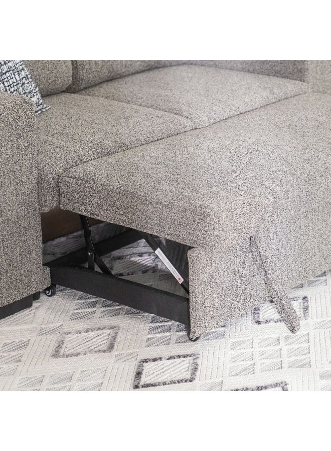 DANUBE HOME أريكة سرير من قماش لينزي مع تخزين وشاحن لاسلكي قابلة للتحويل سرير أريكة مريحة أثاث غرفة المعيشة L191XW101XH95 سم - رمادي داكن - Image 5