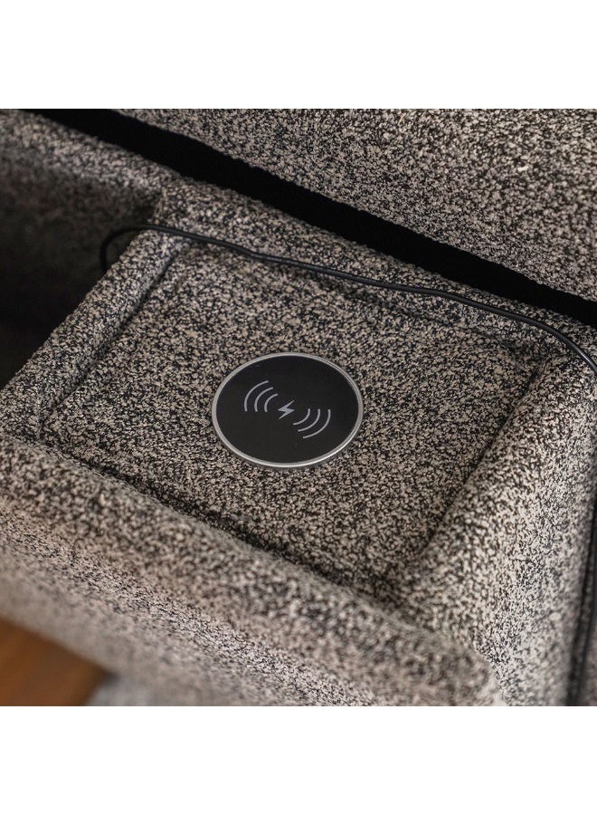 DANUBE HOME أريكة سرير من قماش لينزي مع تخزين وشاحن لاسلكي قابلة للتحويل سرير أريكة مريحة أثاث غرفة المعيشة L191XW101XH95 سم - رمادي داكن - Image 2