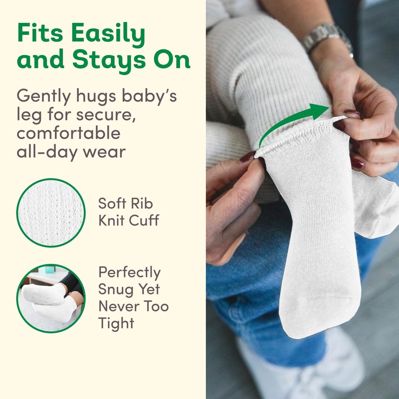 Fruit of the Loom Baby 14-Pack Grow & Fit Flex Zones Cotton Stretch Socks - Unisex, Girls, Boys (0-6 Months, Grey) - Image 5