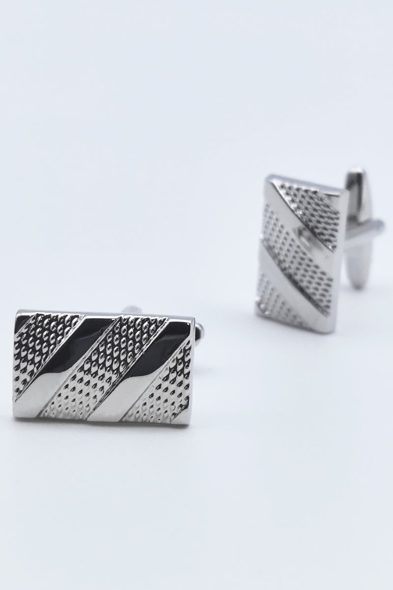 Silver Rectangular Cufflinks, Concave Surface Cufflink, 1 Pair Alloy Jewelry Specially Design for Men's Shirt Wedding Business Gift with Delicate Package Box  - Image 2