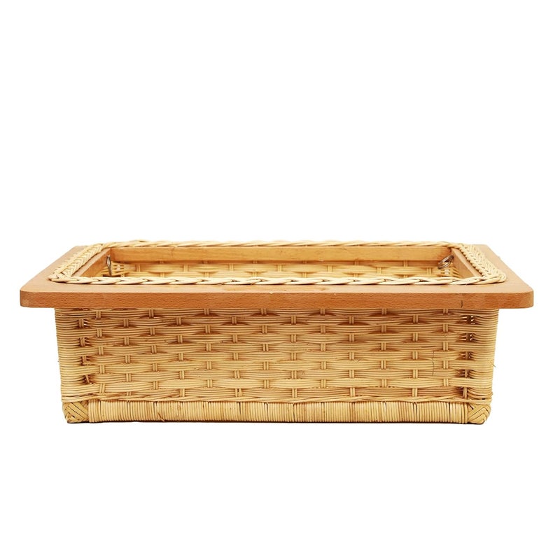 Akway سلة ويكر AKWAY للمطبخ المودولاري | سلة قابلة للسحب للبصل والبطاطس (بيج، 22.5W (564mm) x 20L x 4H بوصة)(خشب الزان) - Image 5
