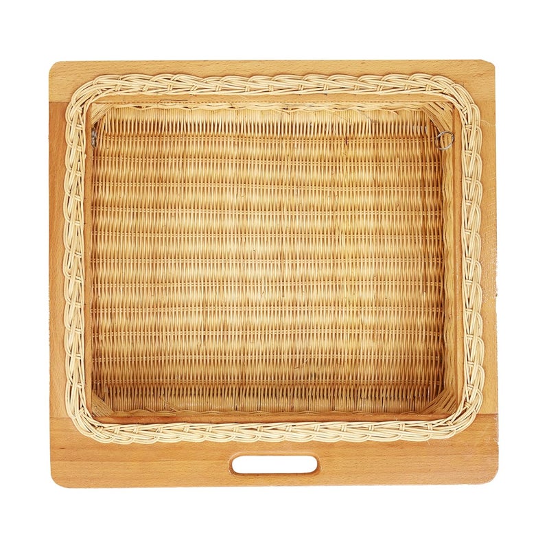 Akway سلة ويكر AKWAY للمطبخ المودولاري | سلة قابلة للسحب للبصل والبطاطس (بيج، 22.5W (564mm) x 20L x 4H بوصة)(خشب الزان) - Image 1