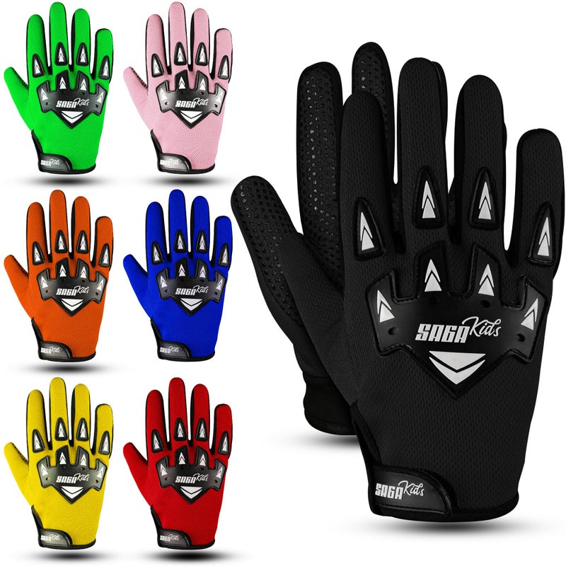 Generic SAGA SPORTS kids bike gloves Durable and Comfortable motocross gloves Perfect motorcycle clothing for Your Child (Black, Small)  - Image 1