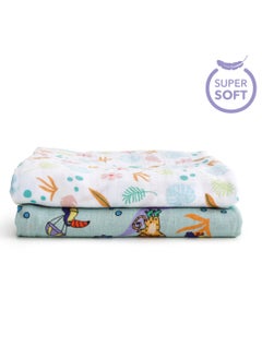 Milk&Moo Milk&Moo Jungle Friends Baby Swaddle Blanket, Oeko Tex Certified 100%Cotton, Muslin Swaddle Blankets, Ultra Soft, Breathable, Lightweight, Set of 2 Muslin Blanket for Boys and Girls  - Image 2
